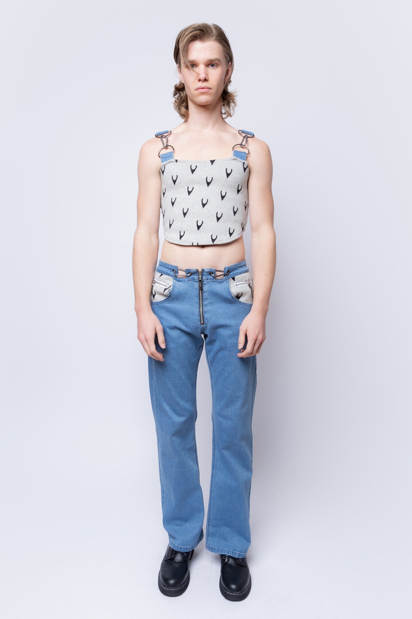 Jacquard Knit/Denim Mix Media FANG Corset