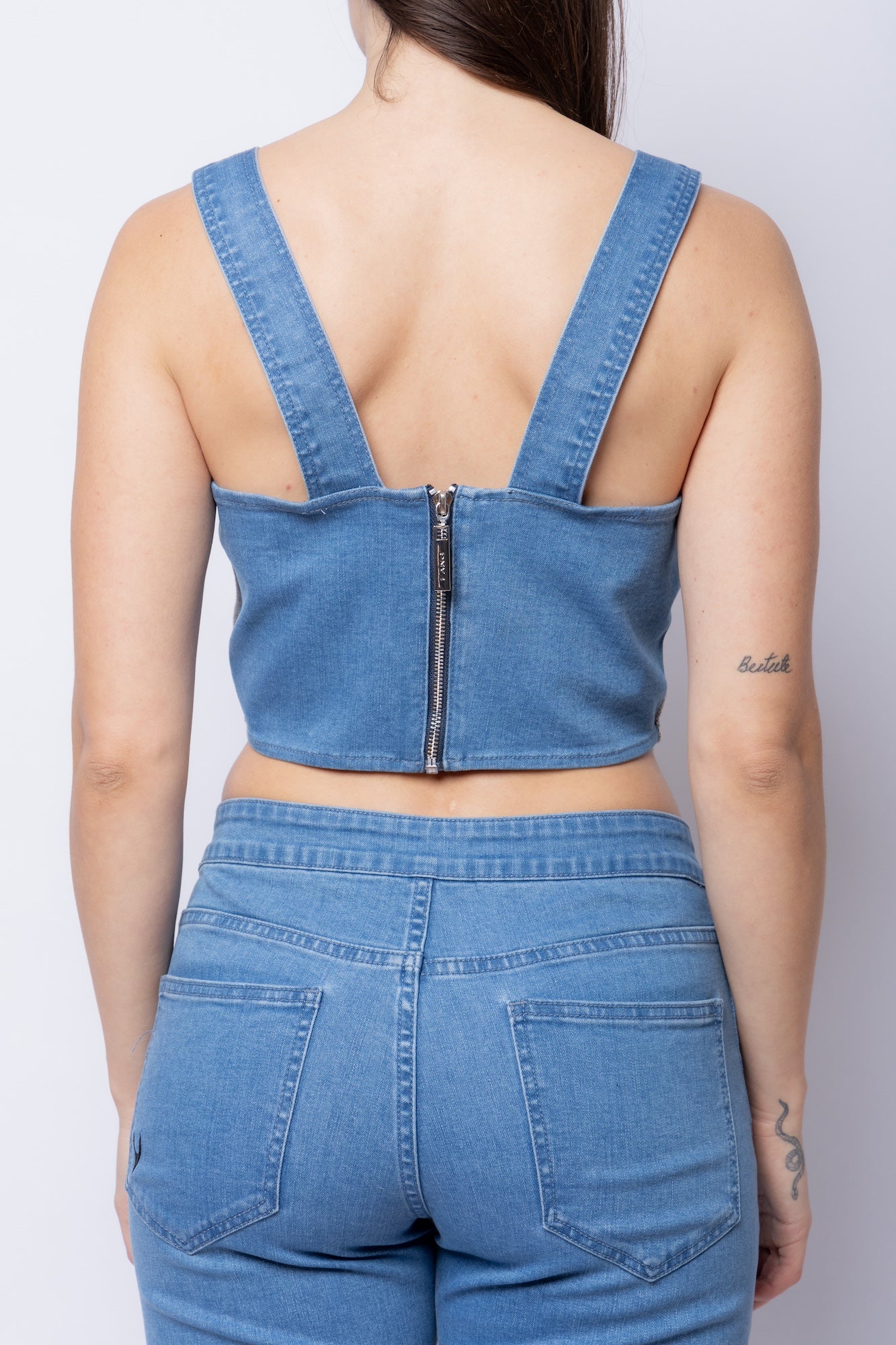 Jacquard Knit/Denim Mix Media FANG Corset