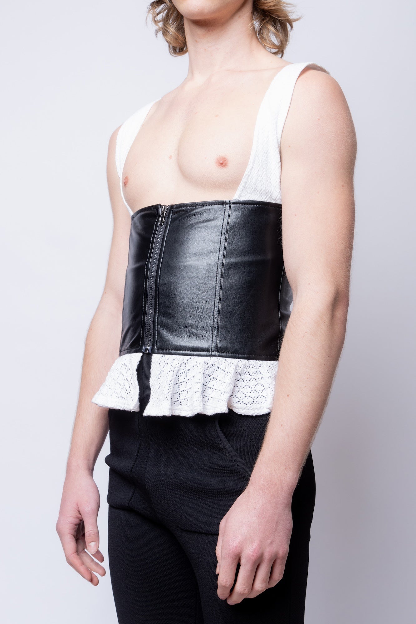 Pointelle/Leather Mixed Media Corset