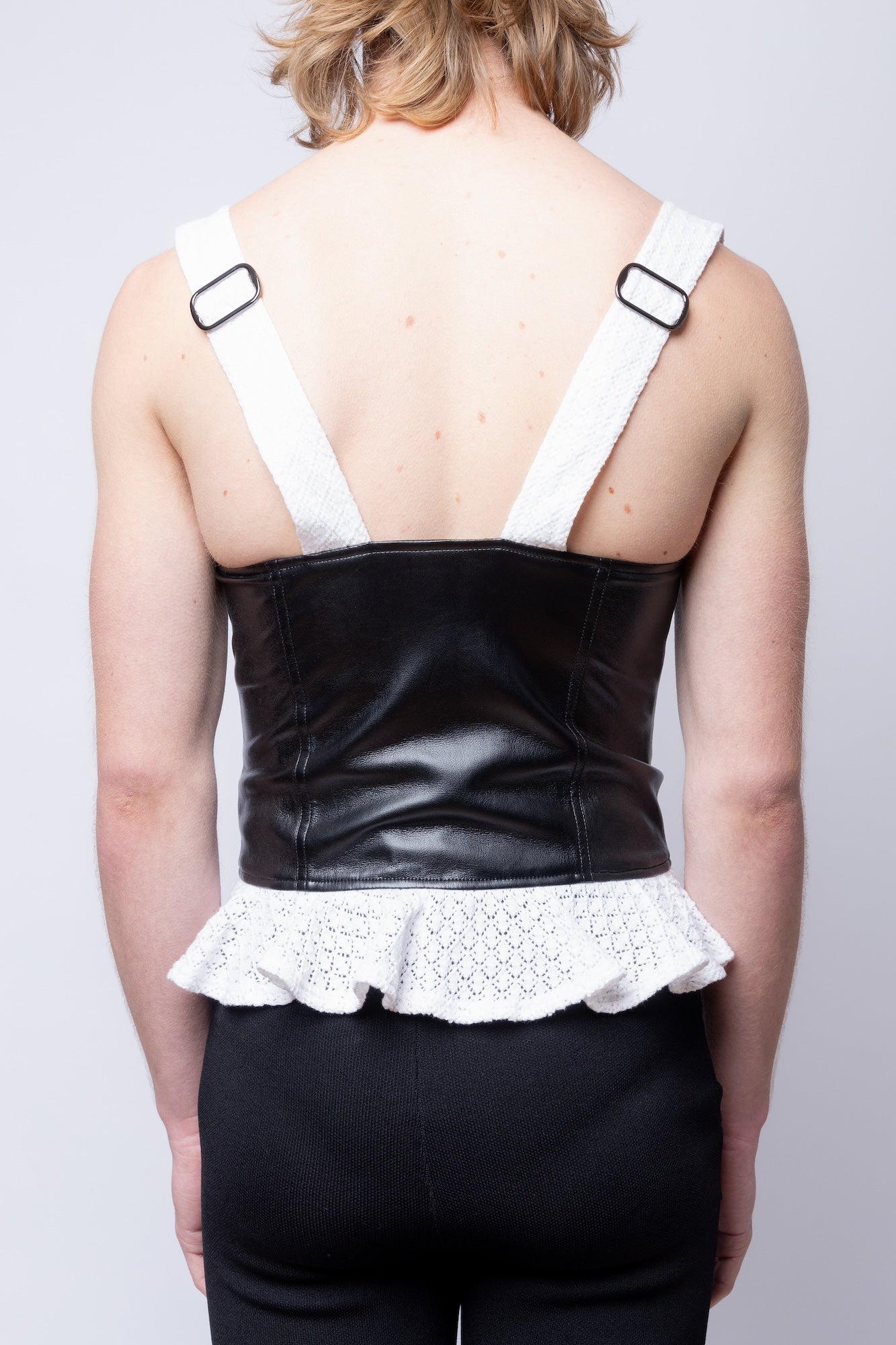 Pointelle/Leather Mixed Media Corset