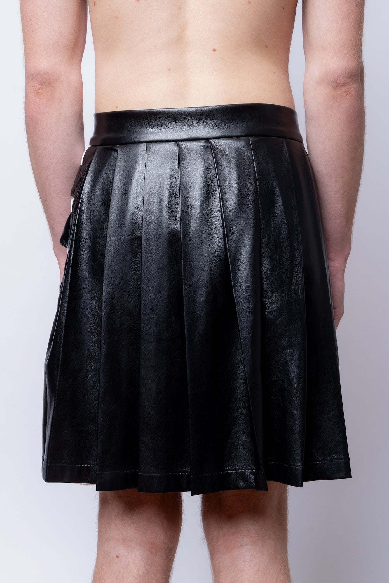 Pointelle/Leather Mix Media Midi Skirt