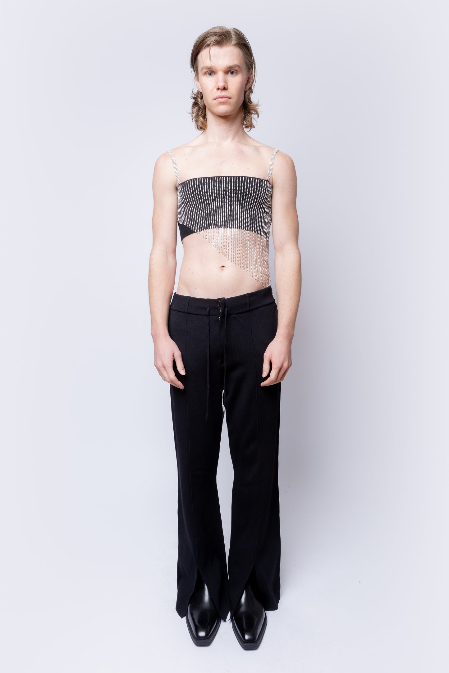 Asymmetrical Rhinestone Crop Top