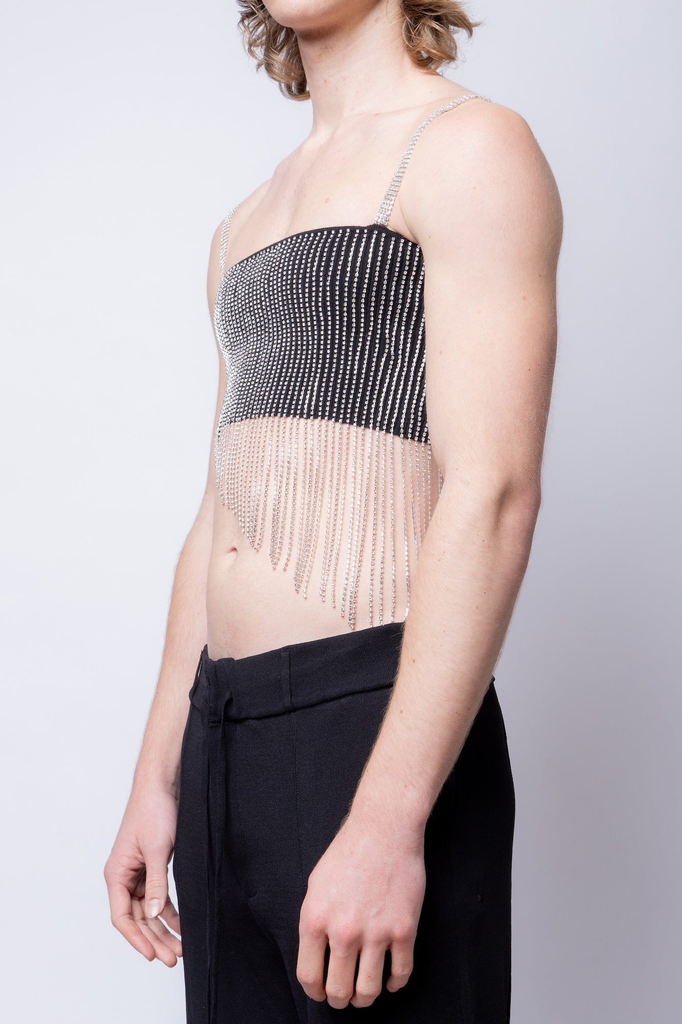 Asymmetrical Rhinestone Crop Top