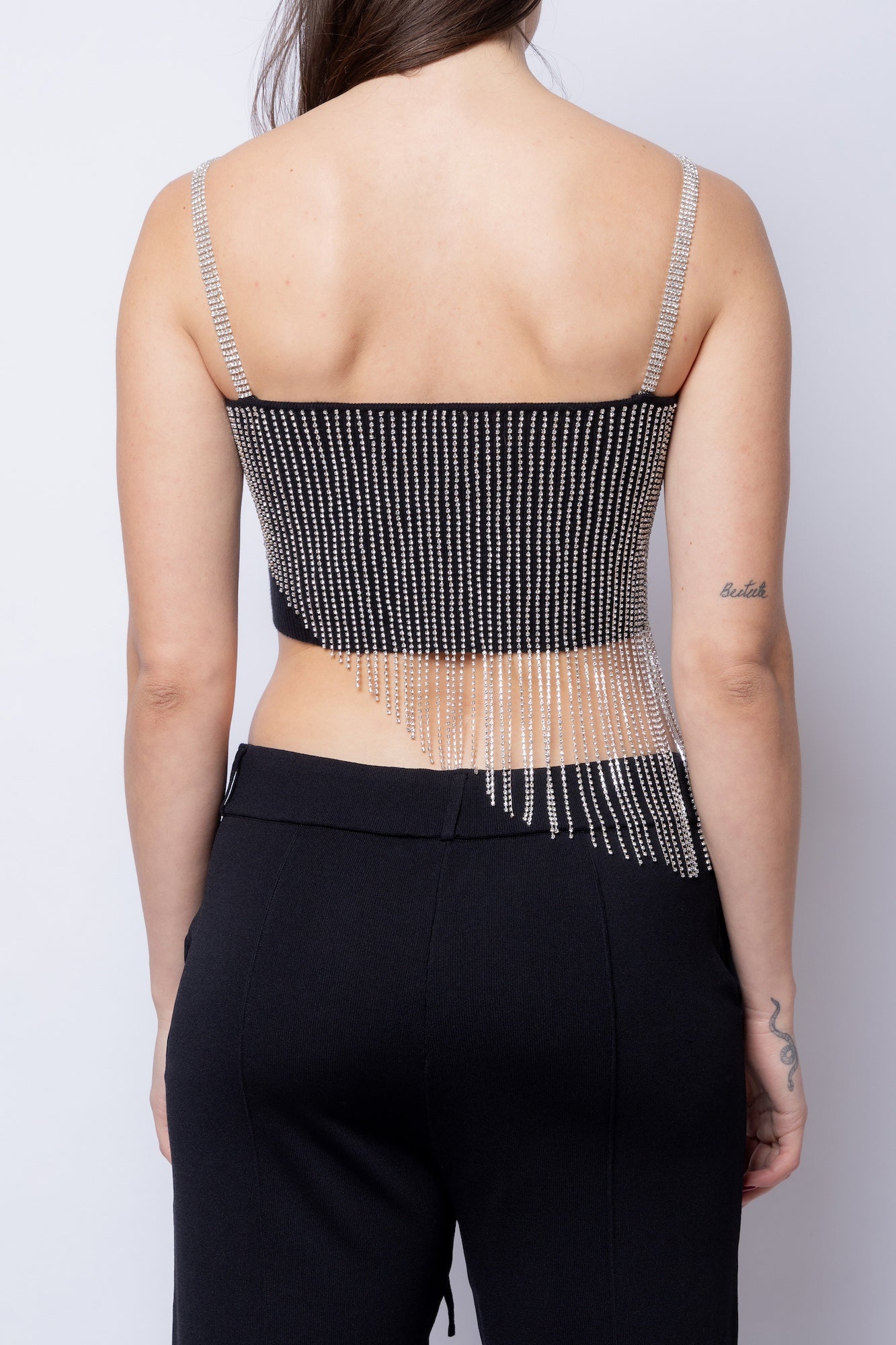 Asymmetrical Rhinestone Crop Top