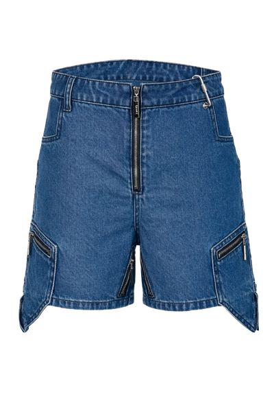 2枚セット DESCENT 6 POCKETS ZIP SHORT PANTS Zipper Ski Shorts With Extended Pockets Medium Wash