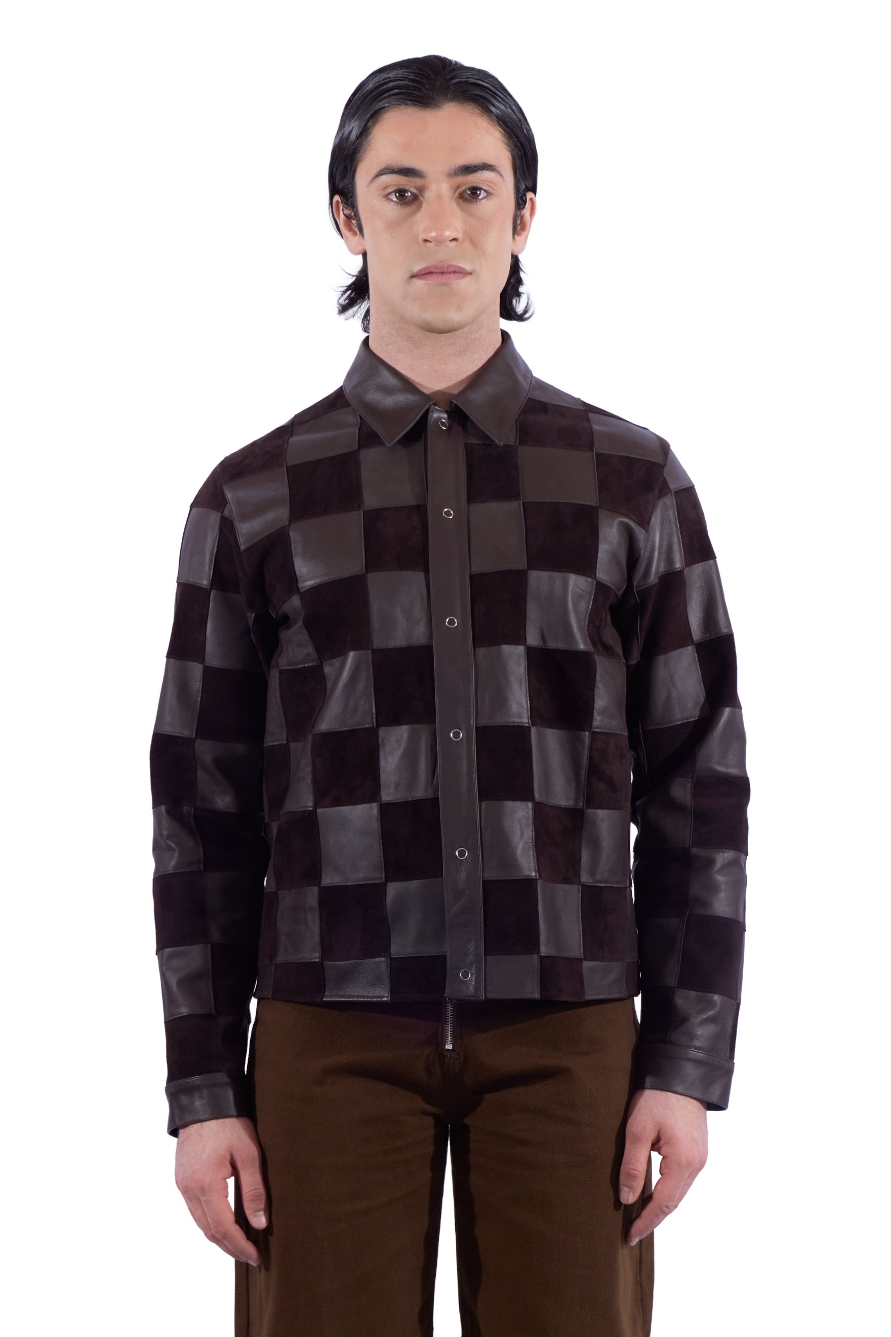 Leather Checkered Jacket