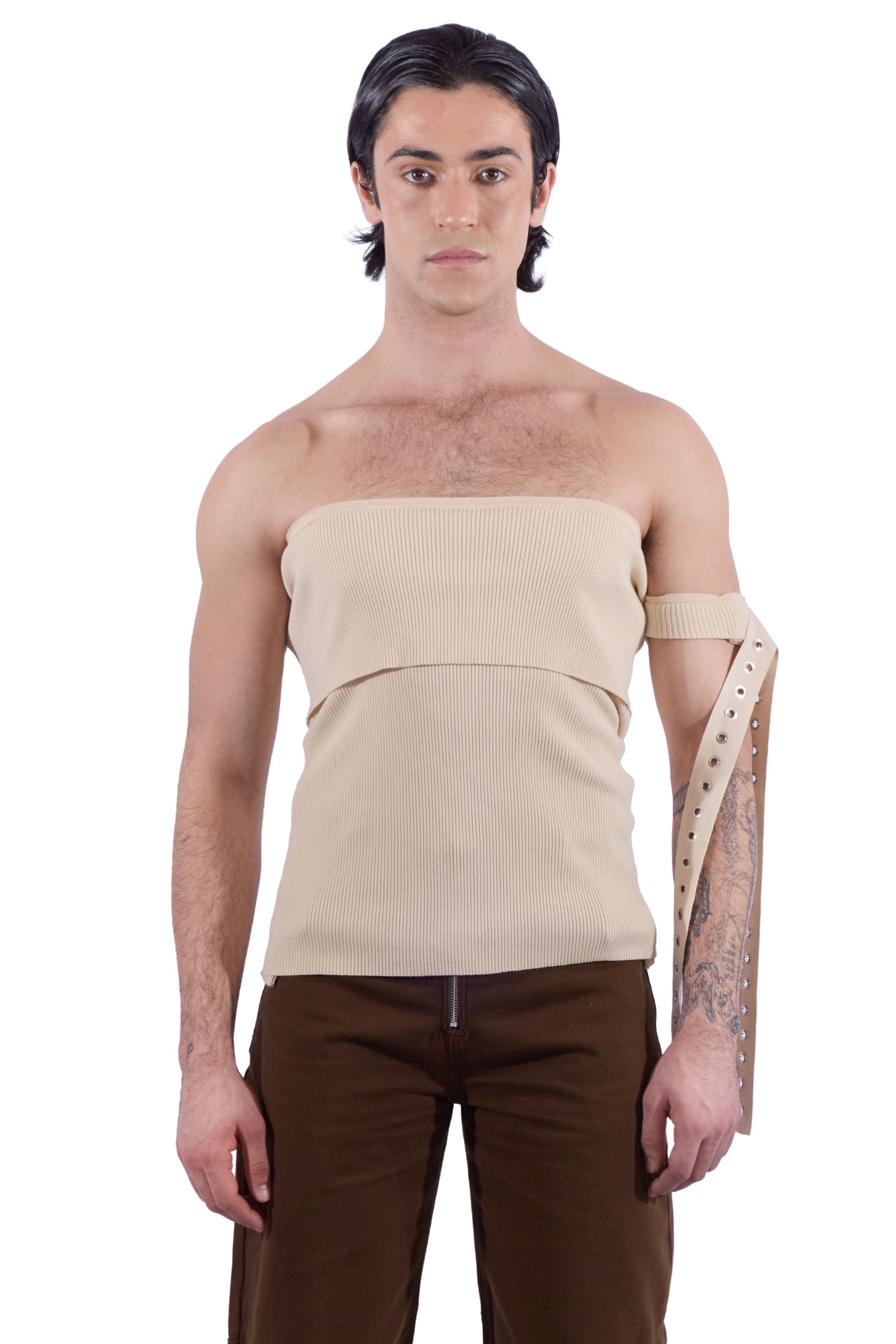 Grommeted Cuff and Drape Knit Top