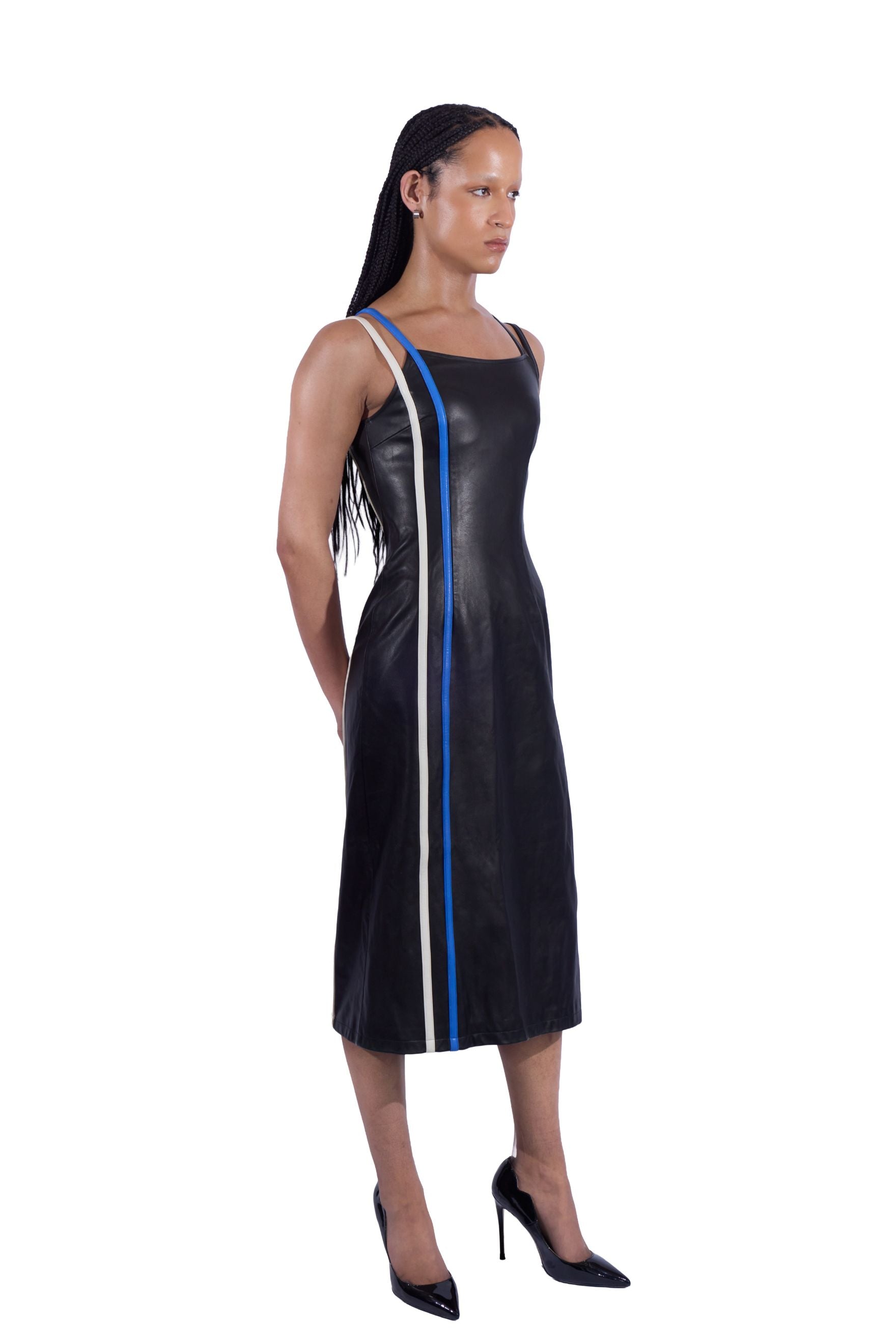 Double Striped Leather Dress