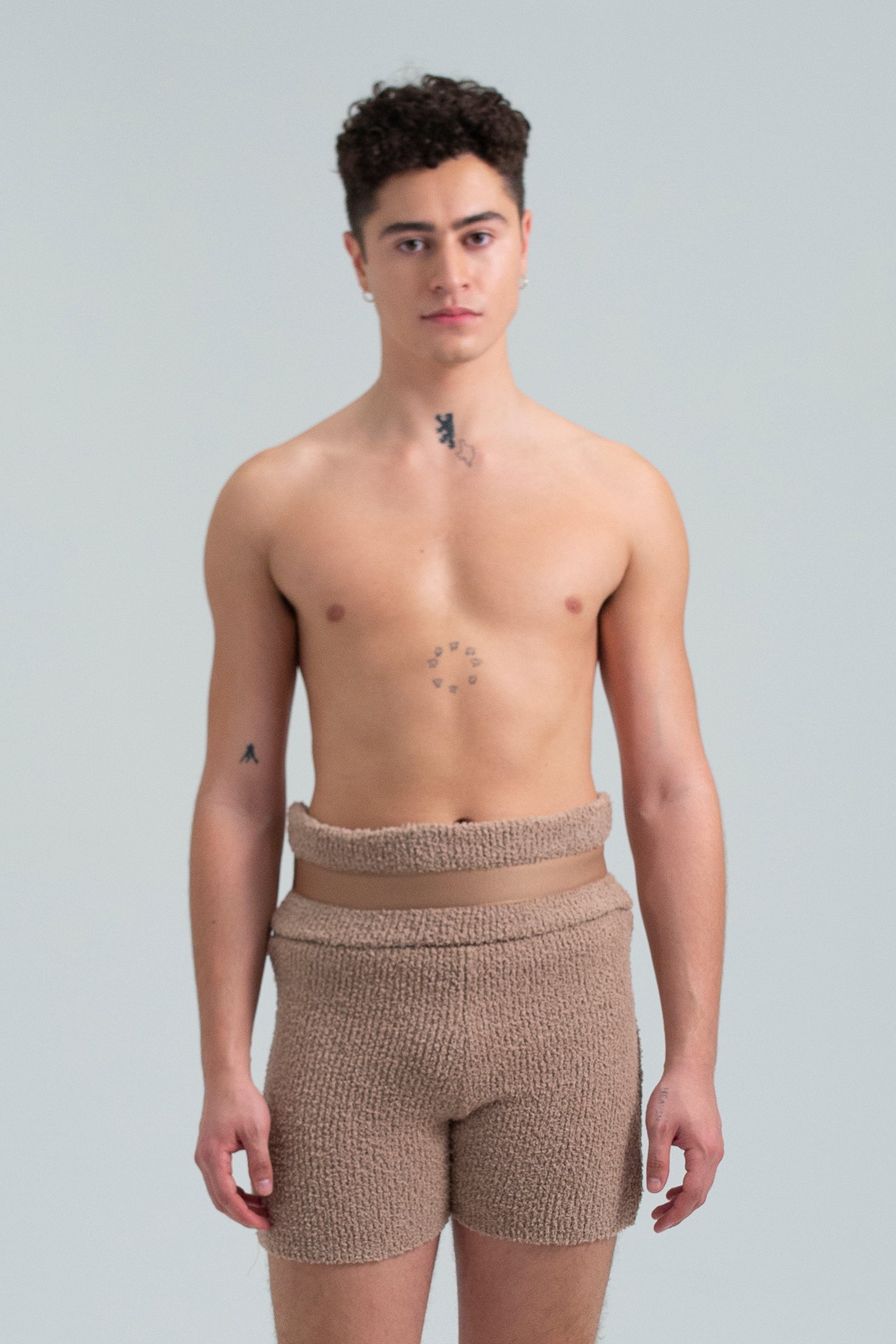 Essential Terrycloth High-Waisted Shorts Tan