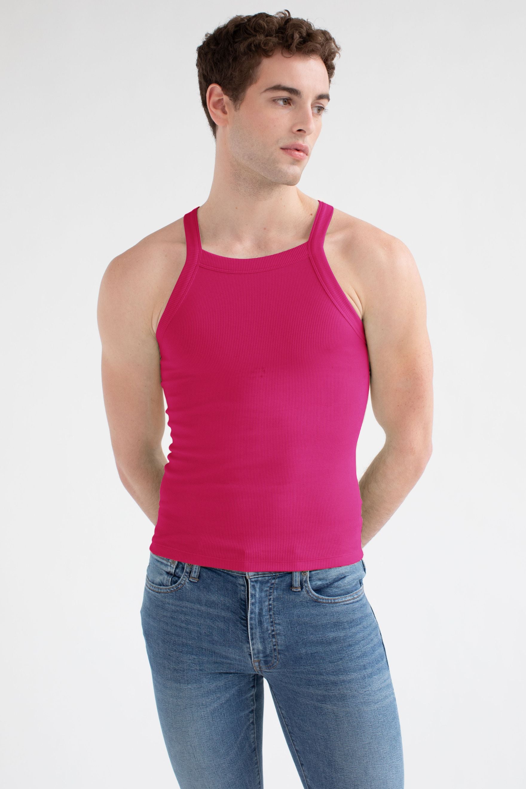 Essential Ribbed Tank Fuchsia