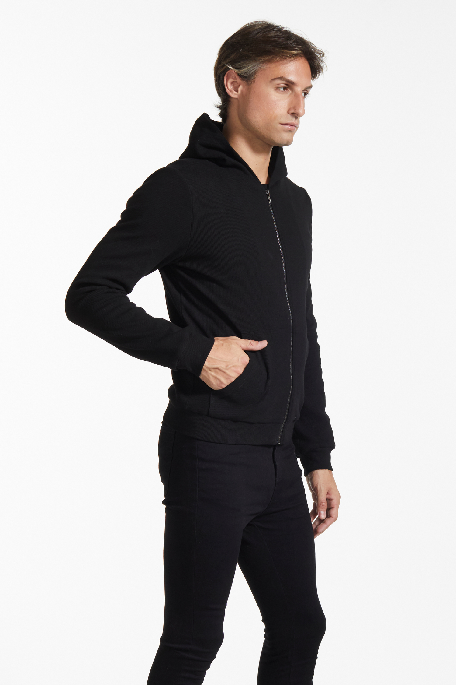 Regular Fit Zip-through hoodie - Black - Men