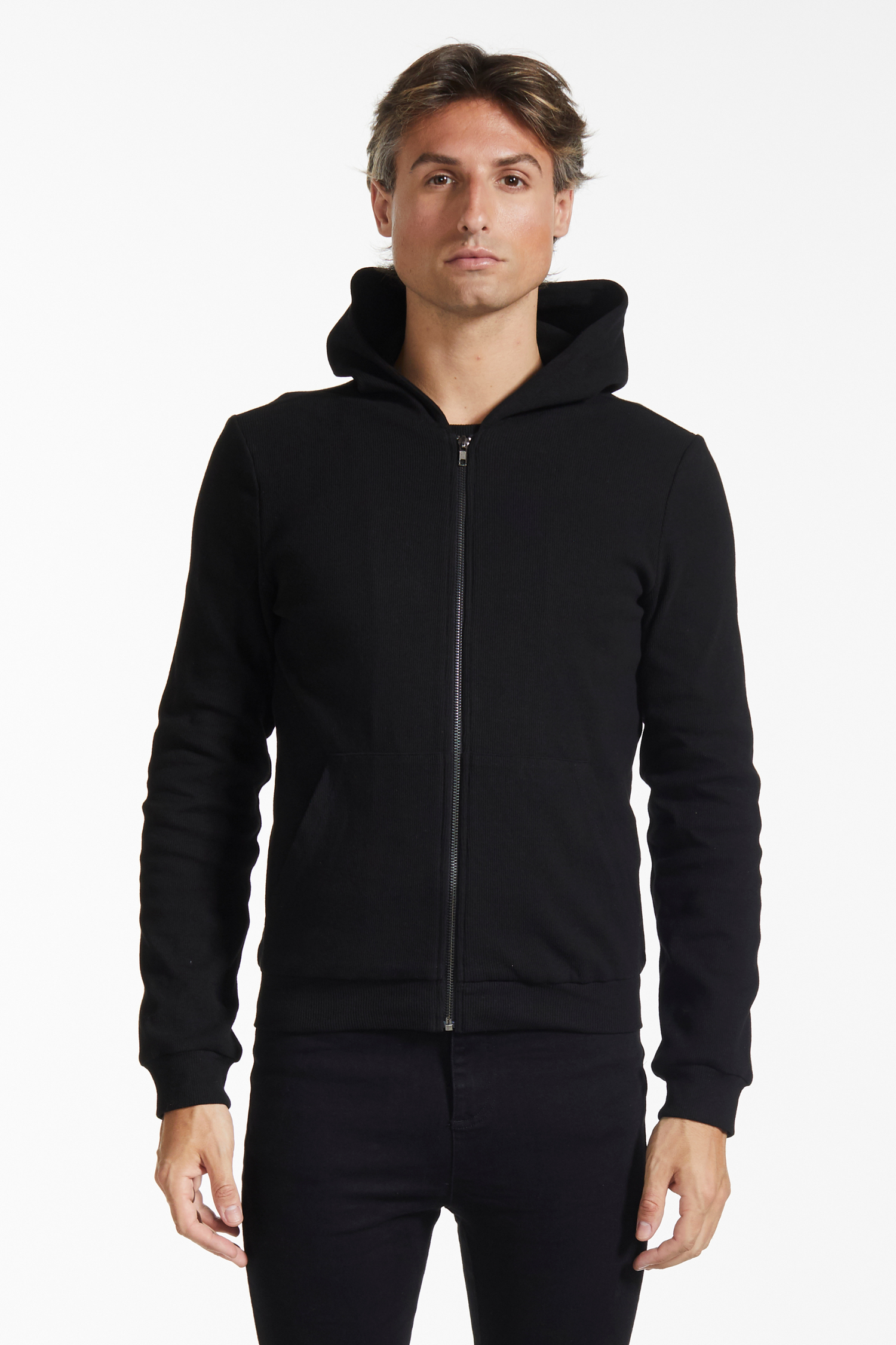 Essential Ribbed Zip Up Hoodie