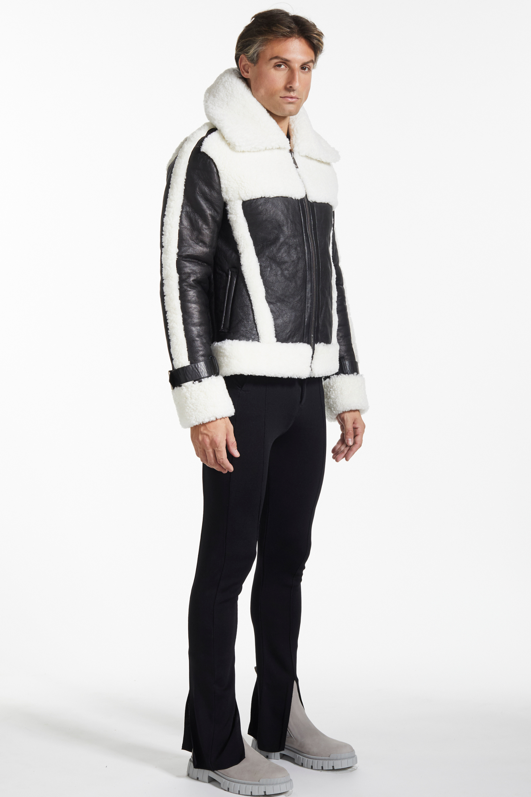 Shearling Biker Leather Jacket