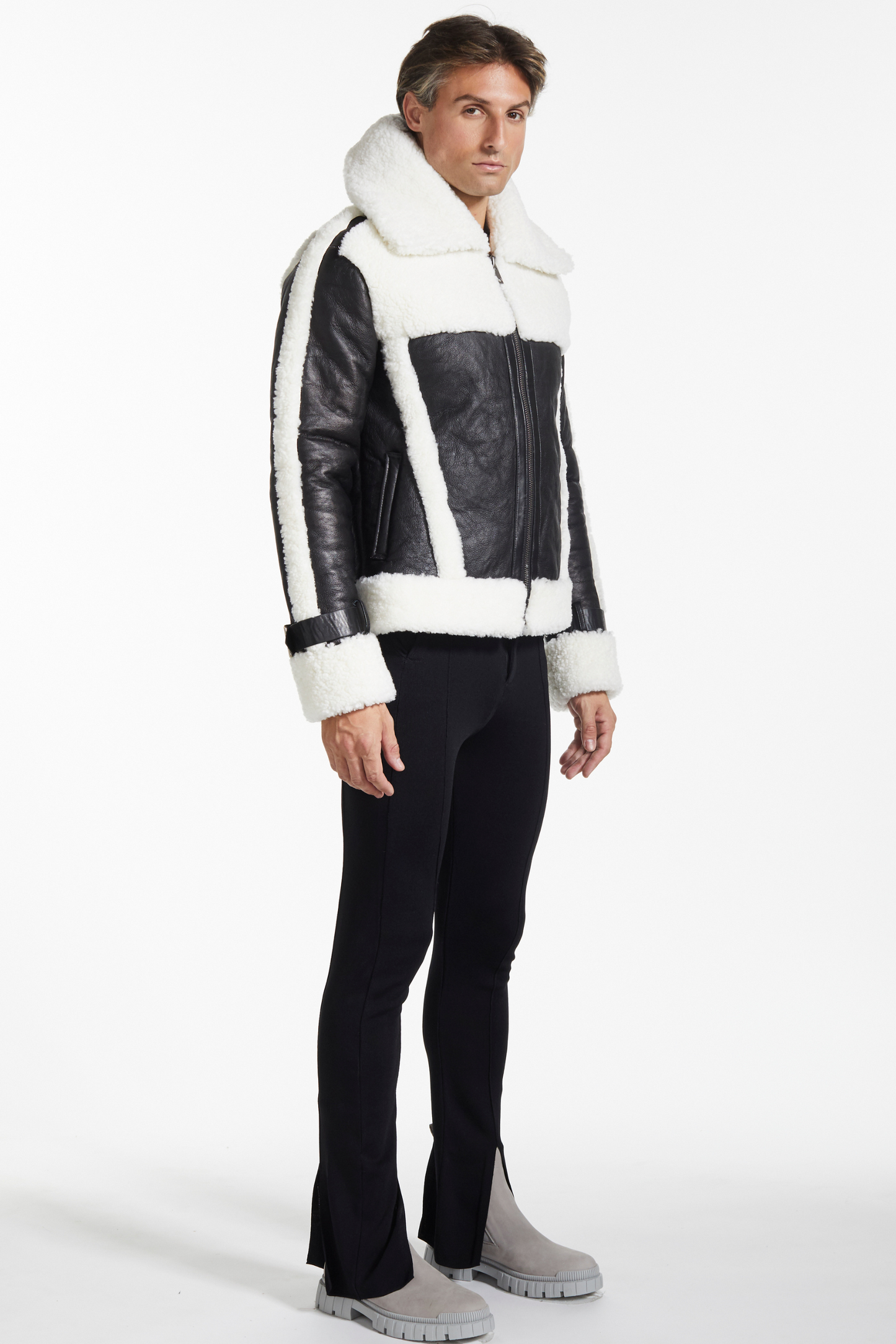 Shearling Biker Leather Jacket