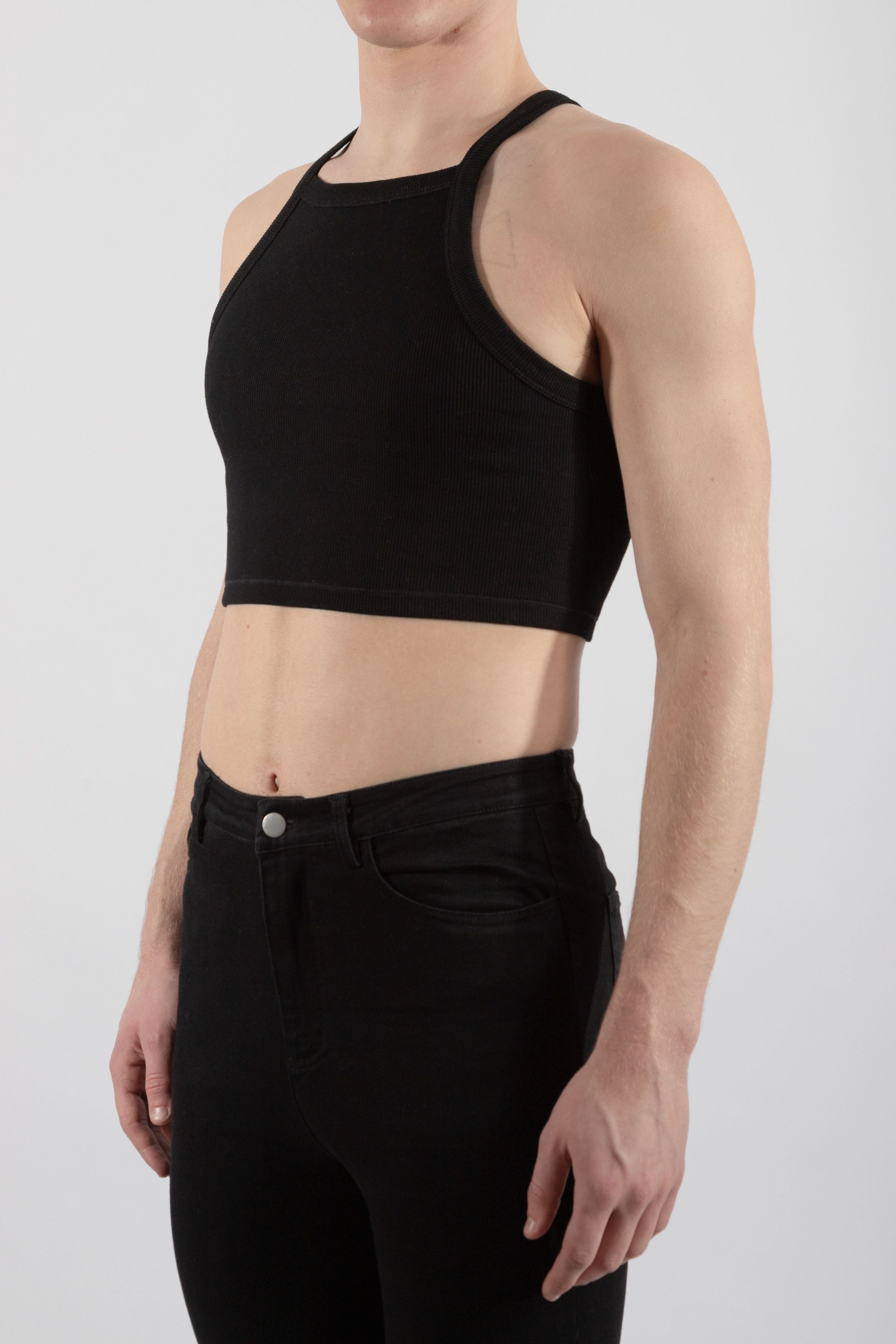 Essential Ribbed Square Neck Crop Top Black