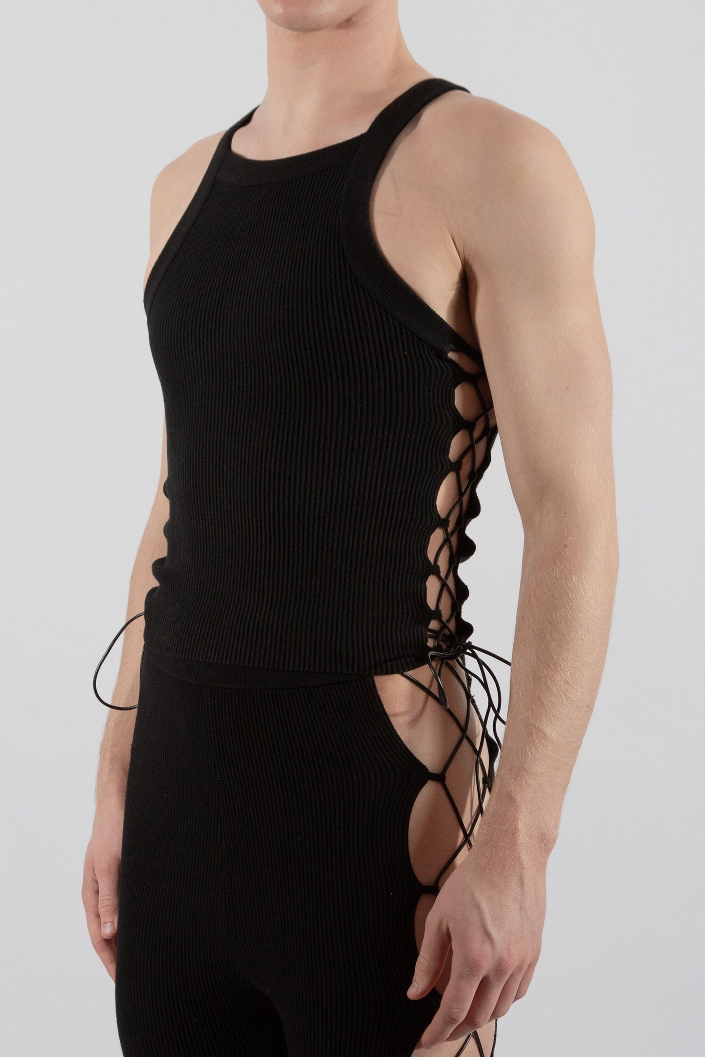 Lace-Up Ribbed Tank